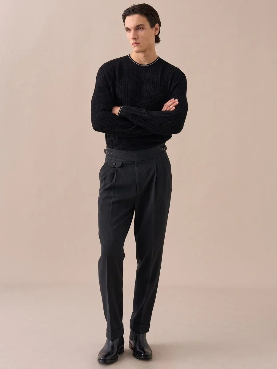 Pantalon Gurkha Sorano taille haute à double pli