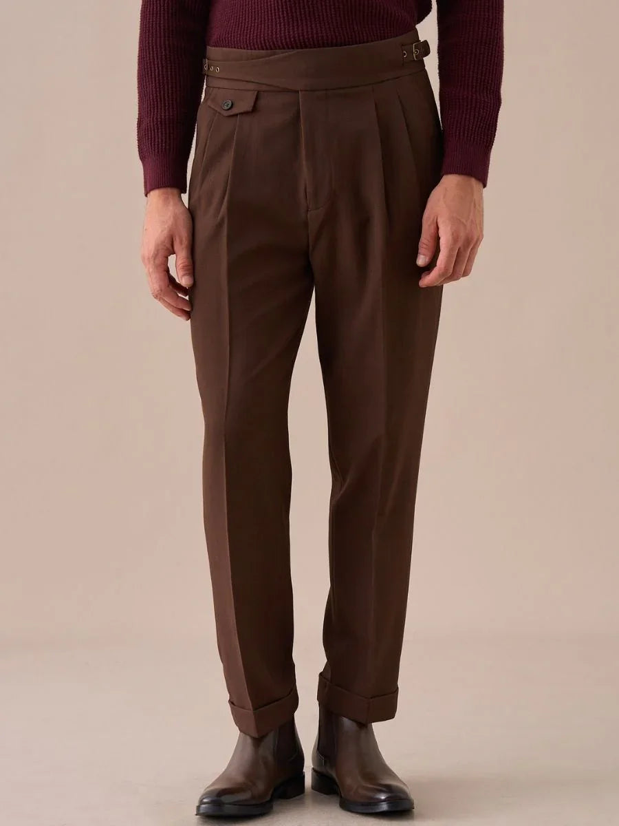 Pantalones Sorano Gurkha de Doble Pliegue y Talle Alto