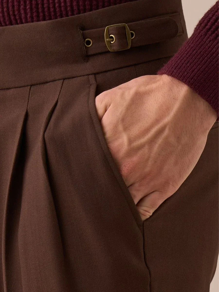 Pantalon Gurkha Sorano taille haute à double pli