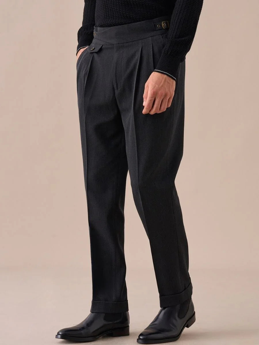 Pantalon Gurkha Sorano taille haute à double pli