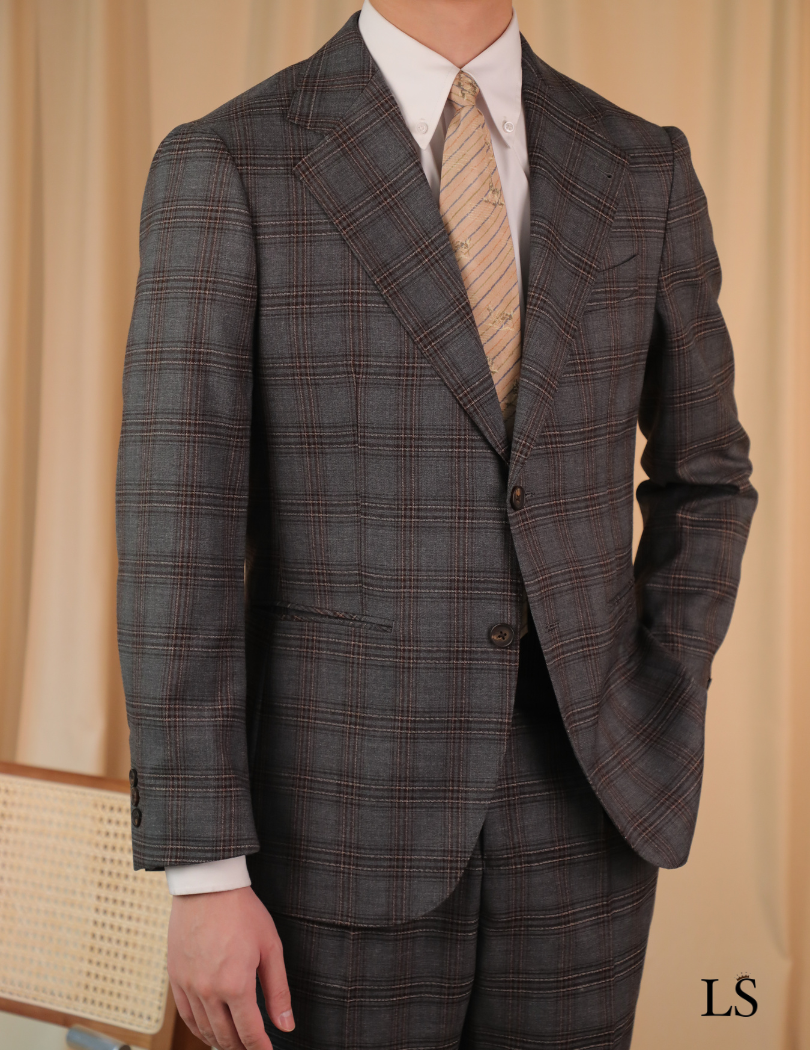 Suit Two-Button Glen Plaid Coffe