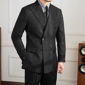 Double Breasted Genoa Black Suit