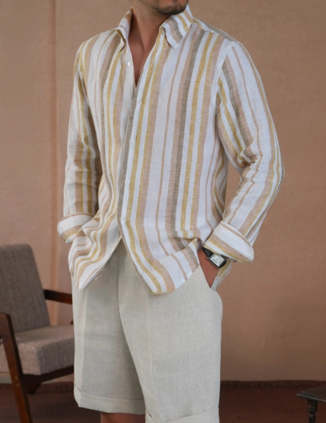 Italian Linen Striped Shirt