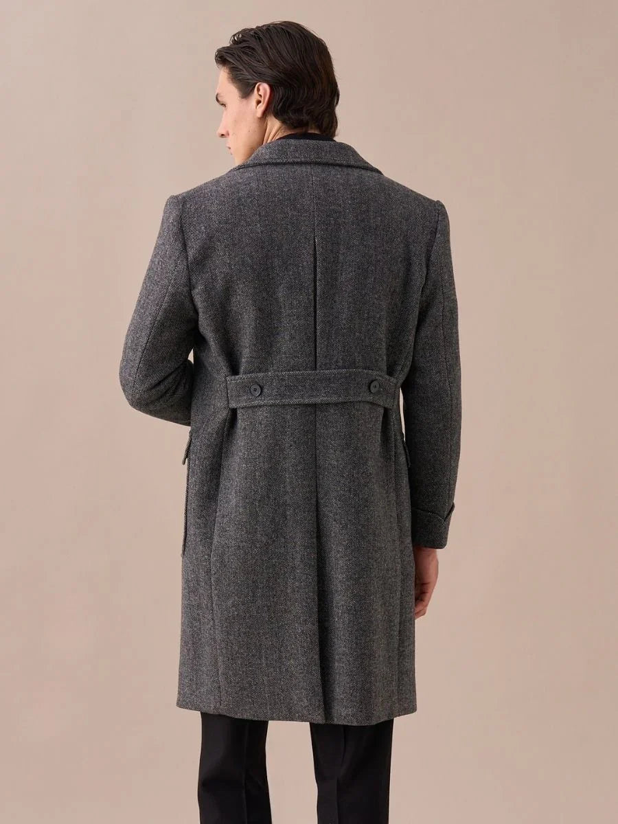Abrigo cruzado de presidente de lana
