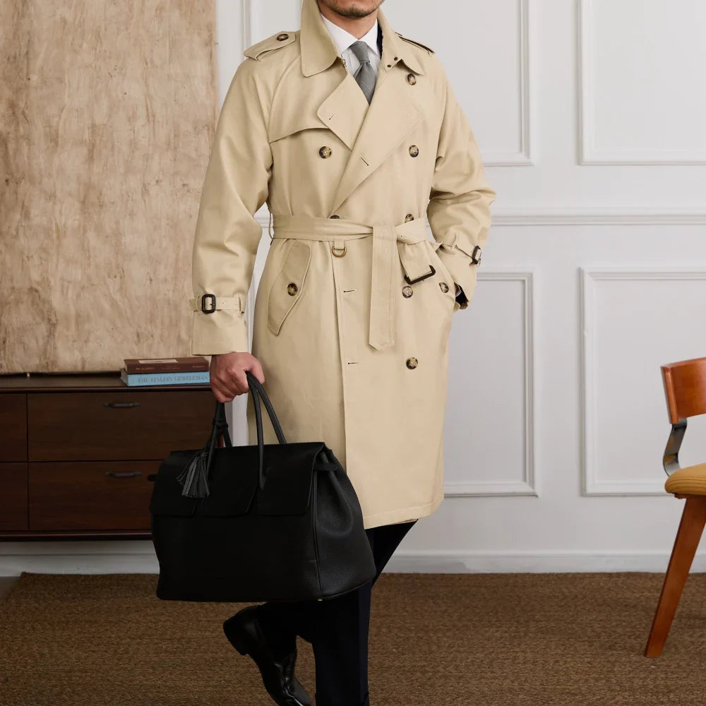 Gabardina cruzada de mezcla de algodón Regents
