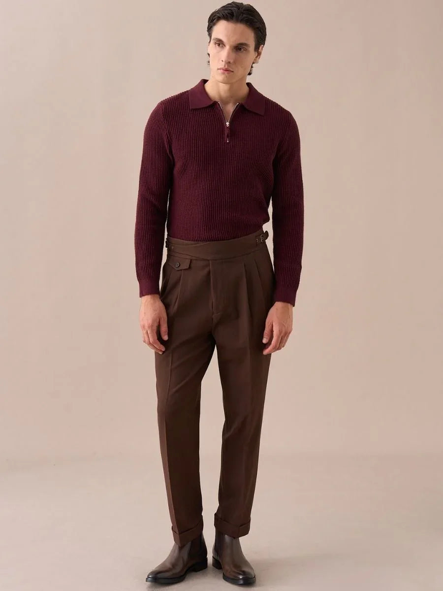 Ribbed Knit Half-Zip Sweater