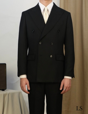 Double Breasted Genoa Black Suit