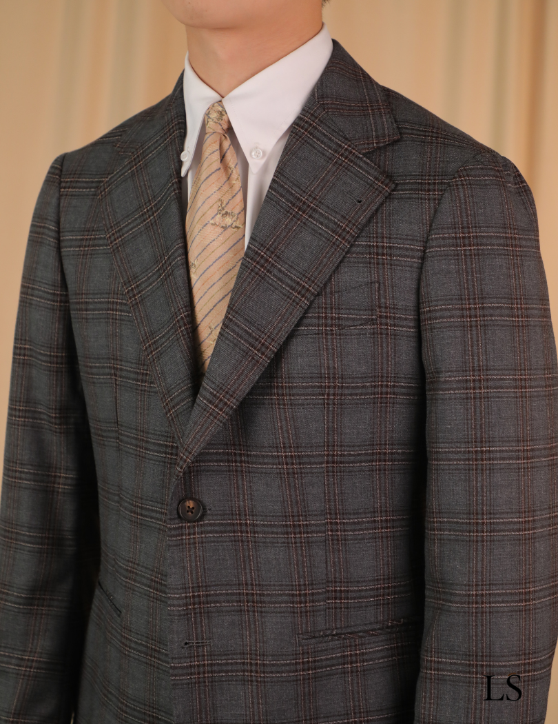 Suit Two-Button Glen Plaid Coffe