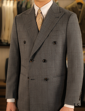 Suit Double-Breasted Windowpane Gray