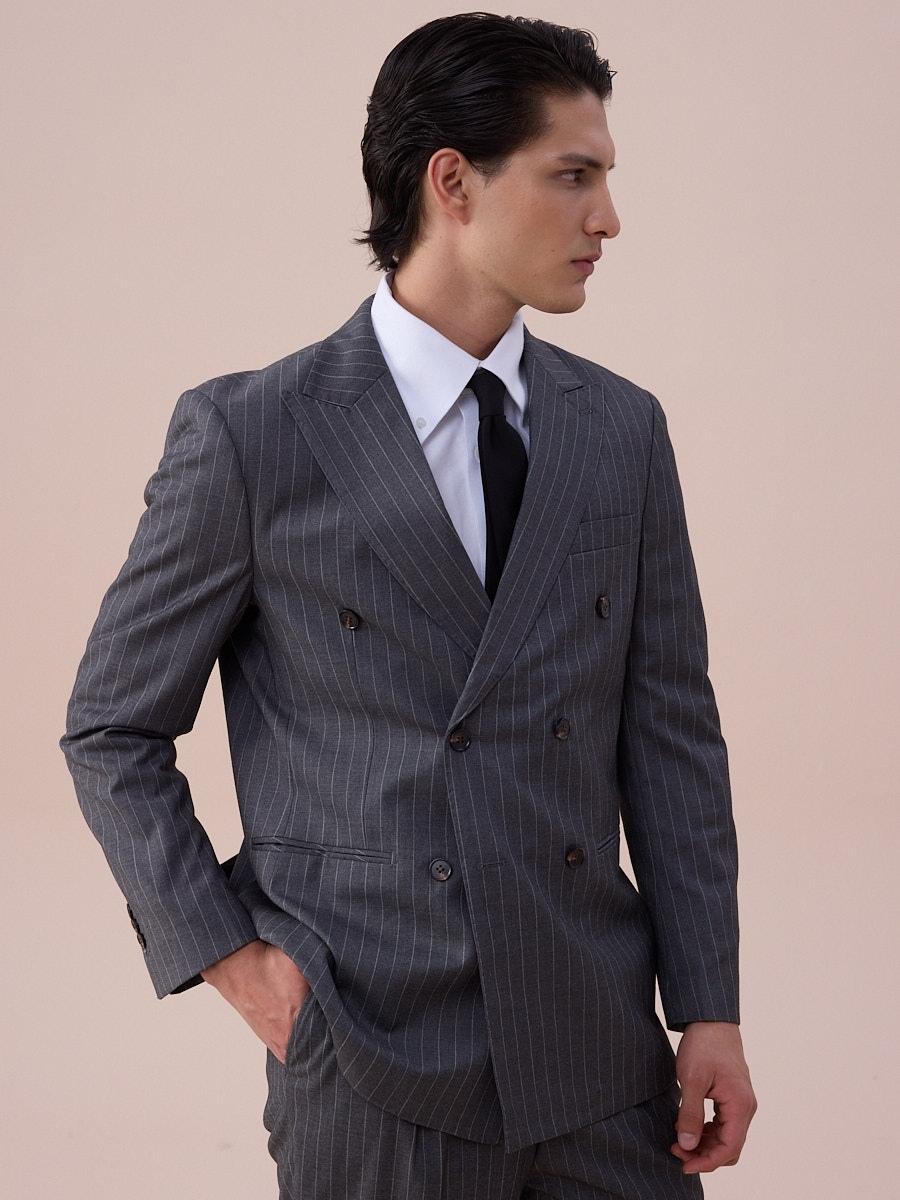 Traje gris sastre de raya diplomática Modena