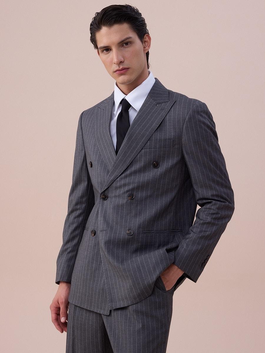 Traje gris sastre de raya diplomática Modena