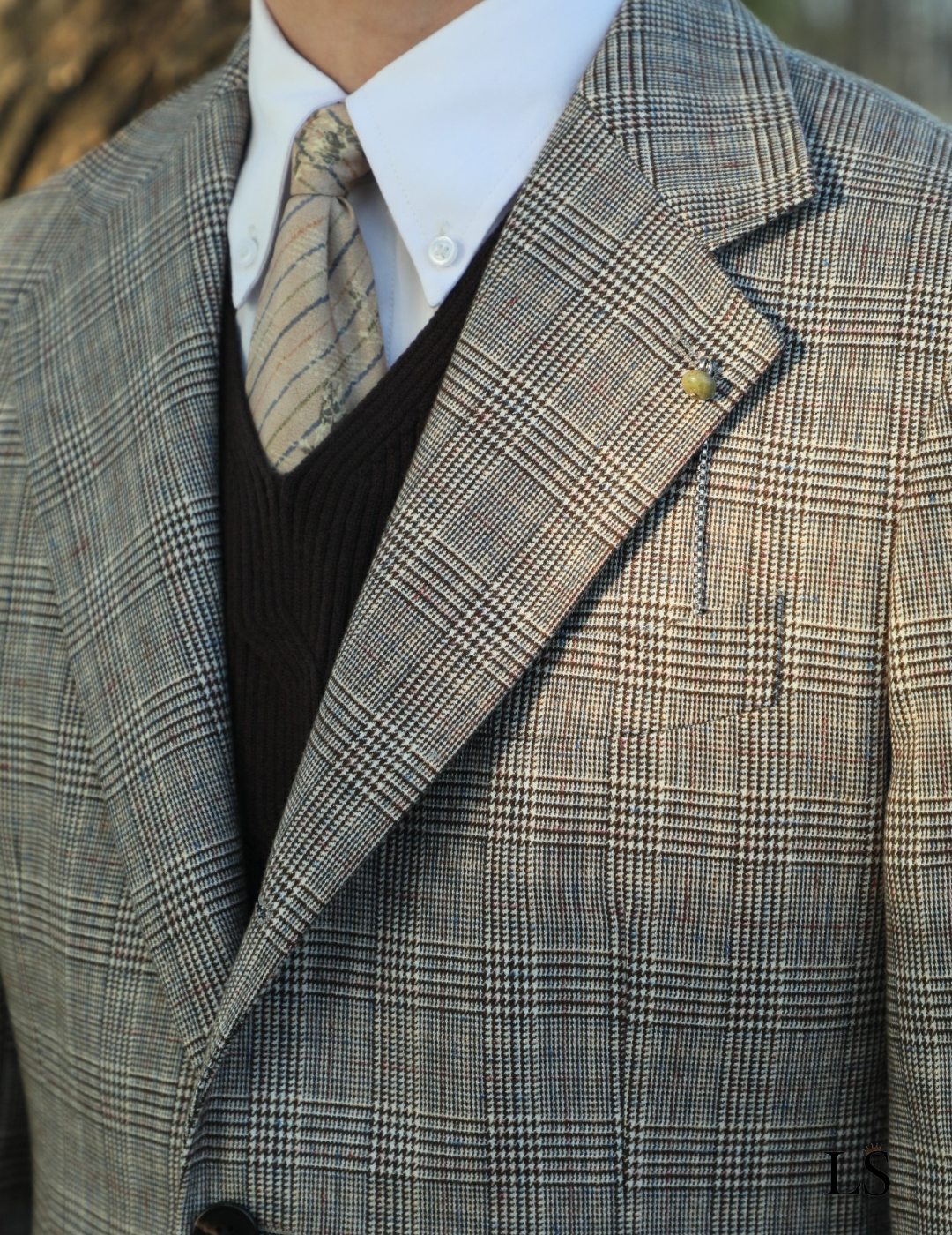 Blazer de dos botones con cuadros escoceses