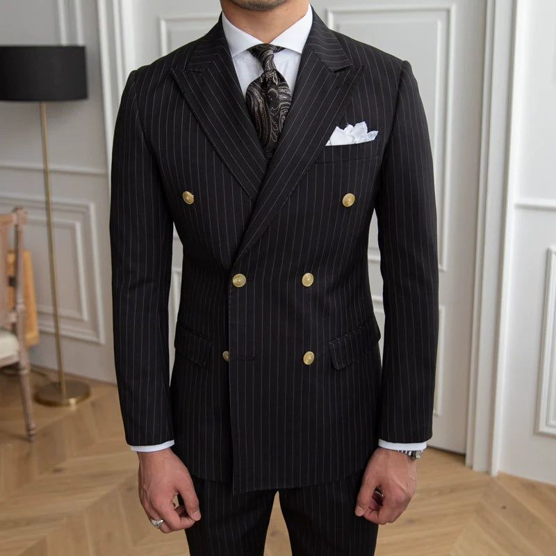 Double Breasted English Pinstripe Suit