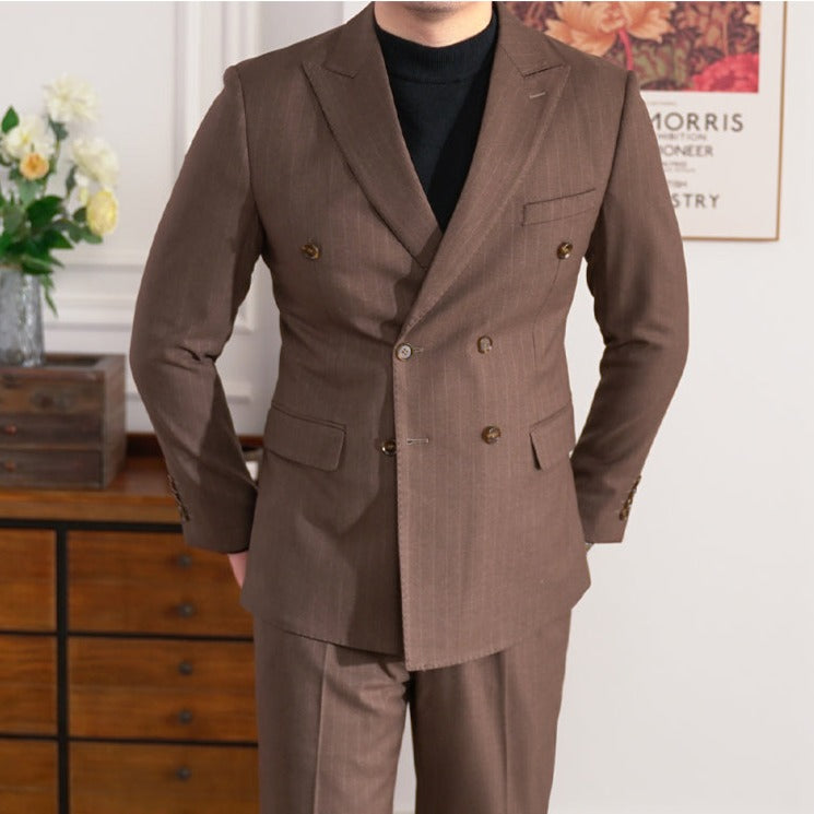 British Pinstripe Overlap Suit