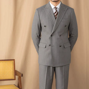 Gray Pinstripe Overlap Suit