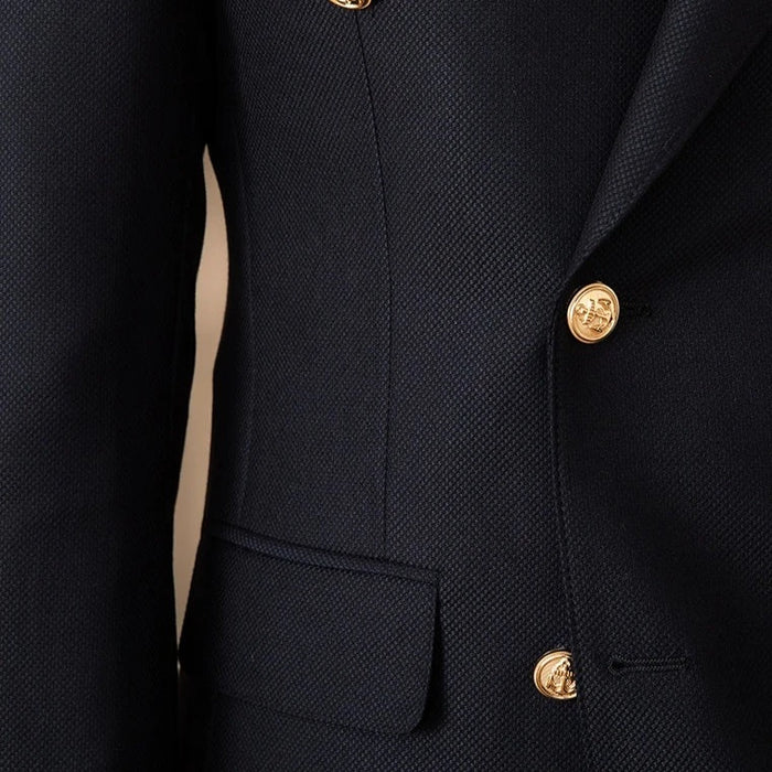 Blazer cruzado cruzado con botones dorados 
