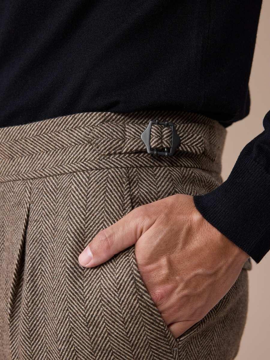 Venice Double Breasted Herringbone Wool Suit