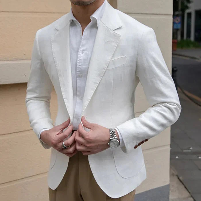 Florence White Linen Blazer