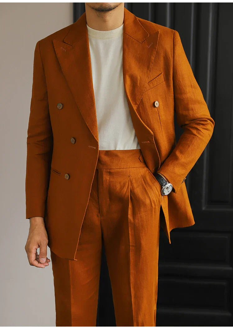 Traje de lino cruzado Looped LS035