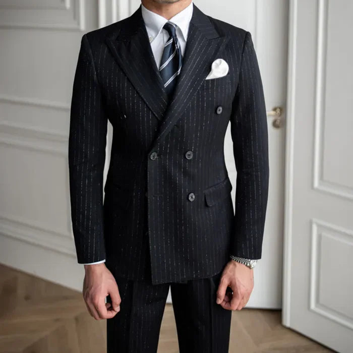 LS012 Pinstripe Overlap Suit