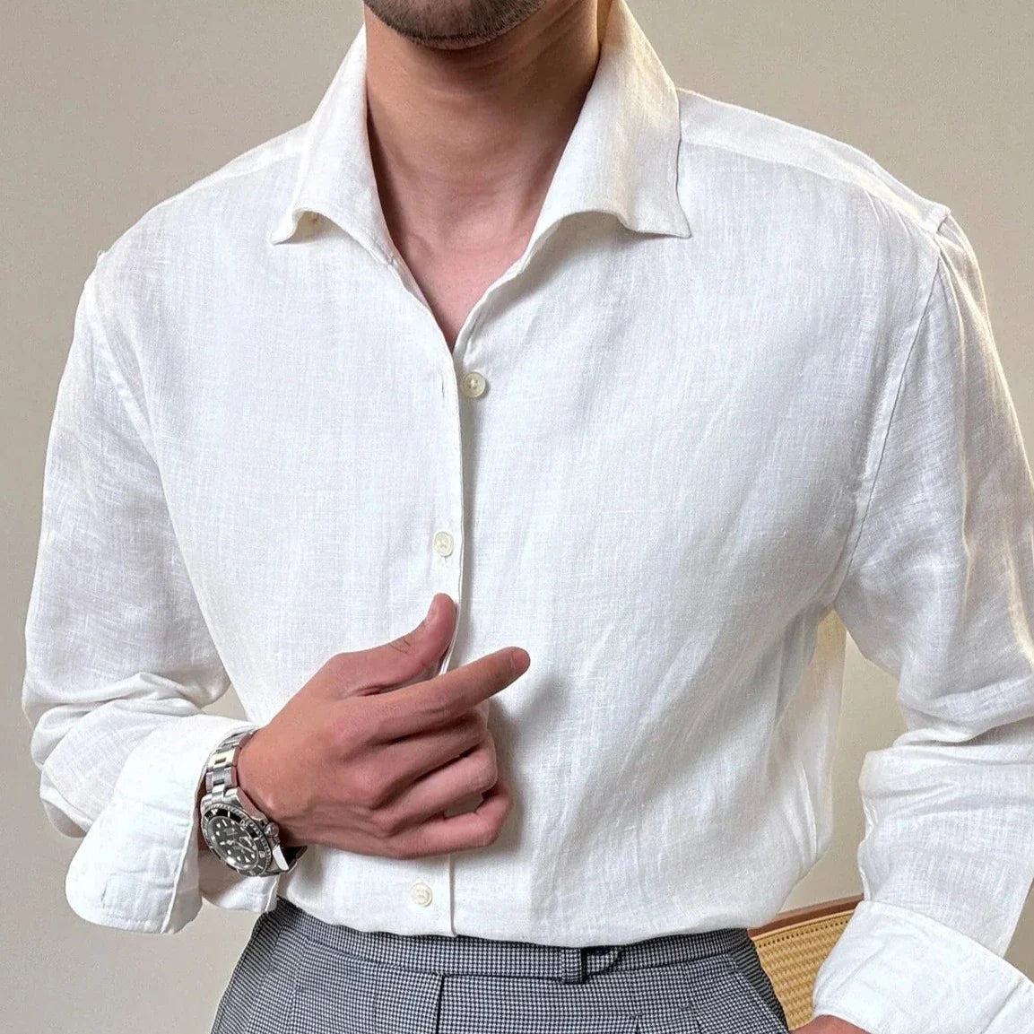 Looped LS031 Men's Linen Dress Shirt