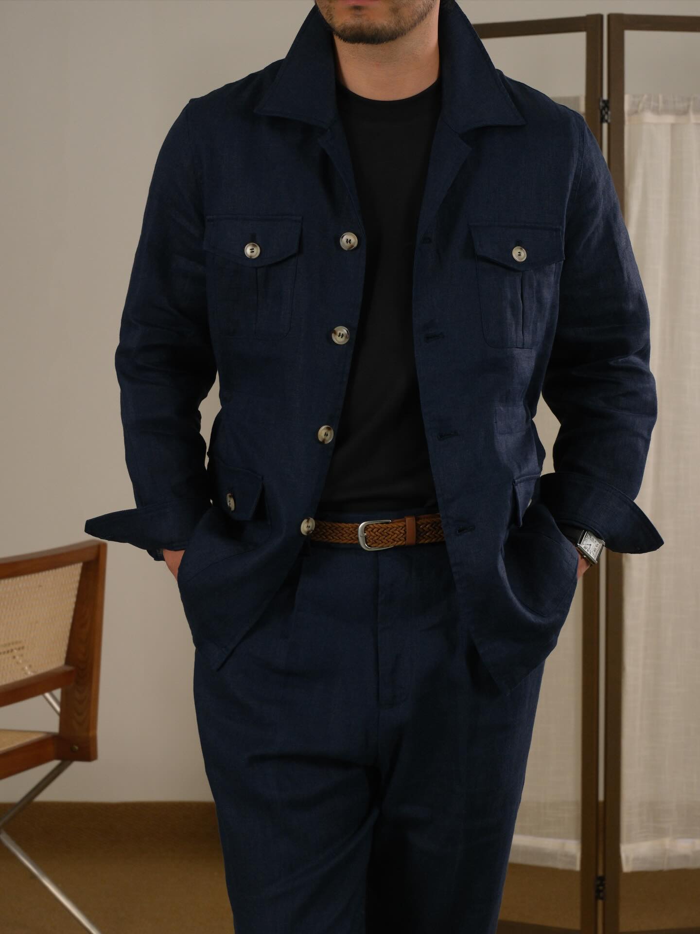 Napoli Linen Safari Jacket