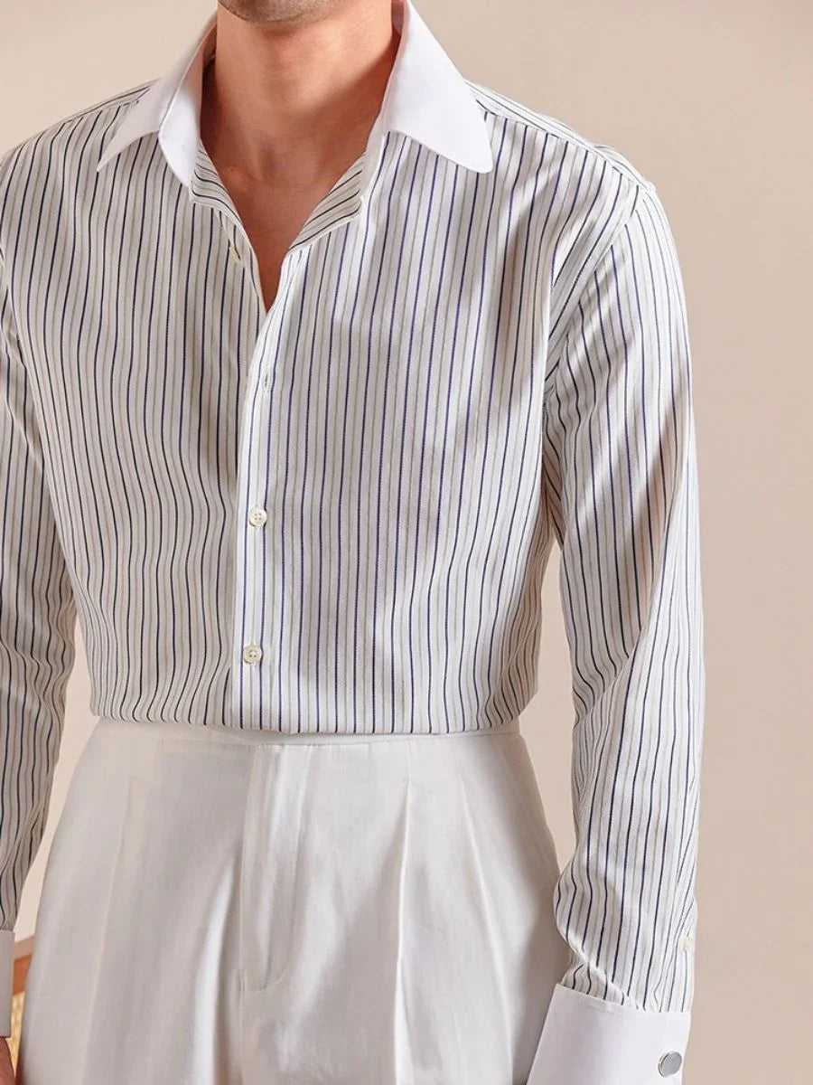 Camisa de rayas con puños franceses Loops Sarule